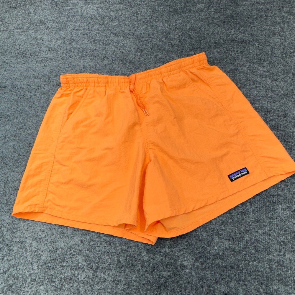 Patagonia Baggies Shorts Womens Medium Orange 5 Inch Inseam Nylon NetPlus Gorp